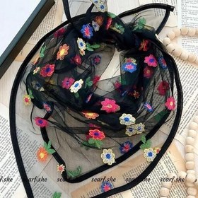 مینی اسکارف توری گل رنگی