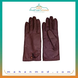 Women's black leather gloves with buttons